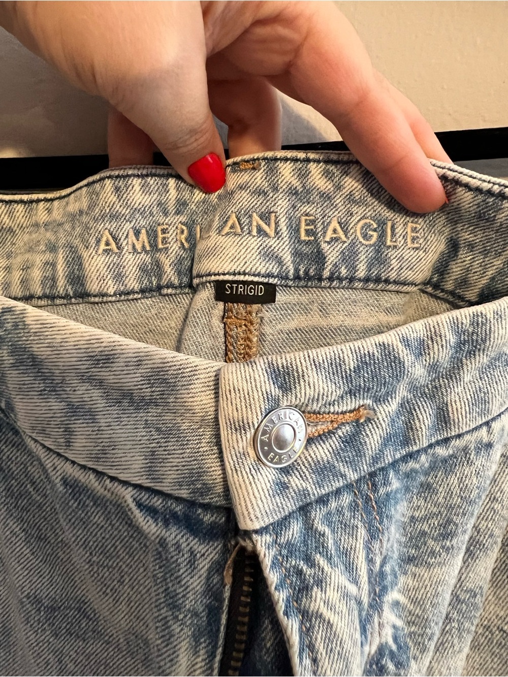 American Eagle Wide Leg Strigid High Waist Light Wash Denim | Women’s 20 Short - Picture 3 of 6